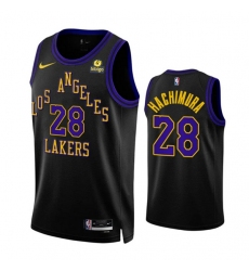 Men's Los Angeles Lakers #28 Rui Hachimura Black 2023-24 City Edition Stitched Basketball Jersey