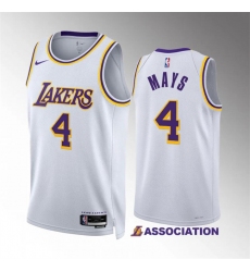 Men's Los Angeles Lakers #4 Skylar Mays White Association Edition Stitched Basketball Jersey