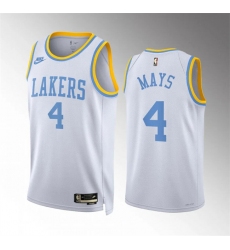 Men's Los Angeles Lakers #4 Skylar Mays White Classic Edition Stitched Basketball Jersey