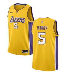 Women's Nike Los Angeles Lakers #5 Robert Horry Swingman Gold Home NBA Jersey - Icon Edition