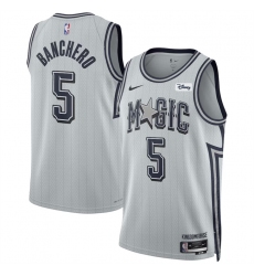 Men's Orlando Magic #5 Paolo Banchero Silver 2024-25 City Edition Stitched Basketball Jersey