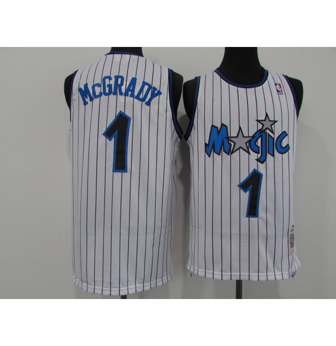 Men's Orlando Magic #1 Tracy Mcgrady White Mitchell & Ness Black Retired Player Jersey
