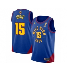 Men's Denver Nuggets #15 Nikola Jokic Blue 2023 Finals Champions Statement Edition Stitched Basketball Jersey