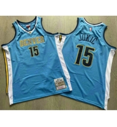 Men's Denver Nuggets #15 Nikola Jokic Blue Hardwood Classics Soul AU Stitched Throwback Jersey