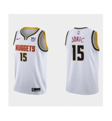 Men's Denver Nuggets #15 Nikola Jokic White 2019-20 Association Edition Stitched Jersey