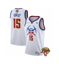 Men's Denver Nuggets #15 Nikola Jokic White 2023 Finals Earned Edition Stitched Basketball Jersey