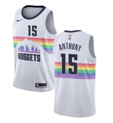 Men's Nike Denver Nuggets #15 Carmelo Anthony Swingman White NBA Jersey - City Edition
