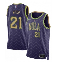 Men's New Orleans Pelicans #21 Yves Missi Purple 2024-25 City Ediiton Stitched Basketball Jersey