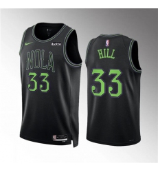 Men's New Orleans Pelicans #33 Malcolm Hill Black City Edition Stitched Basketball Jersey