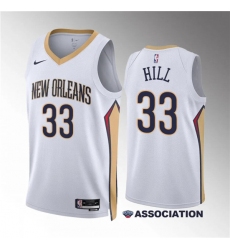 Men's New Orleans Pelicans #33 Malcolm Hill White Association Edition Stitched Basketball Jersey