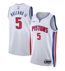 Men's Detroit Pistons #5 Ron Holland II White 2024 Draft Association Edition Stitched Jersey