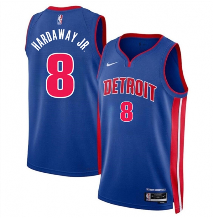 Men's Detroit Pistons #8 Tim Hardaway Jr Blue 2024 Icon Edition Stitched Jersey