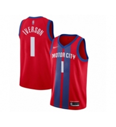 Women's Detroit Pistons #1 Allen Iverson Swingman Red Basketball Jersey - 2019 20 City Edition