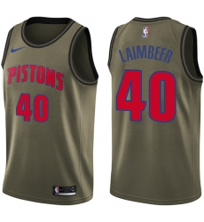 Youth Nike Detroit Pistons #40 Bill Laimbeer Swingman Green Salute to Service NBA Jersey