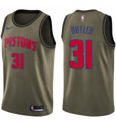 Men's Nike Detroit Pistons #31 Caron Butler Swingman Green Salute to Service NBA Jersey