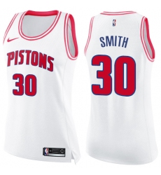 Women's Nike Detroit Pistons #30 Joe Smith Swingman White/Pink Fashion NBA Jersey