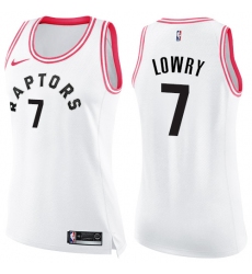 Women's Nike Toronto Raptors #7 Kyle Lowry Swingman White/Pink Fashion NBA Jersey