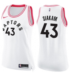 Women's Nike Toronto Raptors #43 Pascal Siakam Swingman White/Pink Fashion NBA Jersey