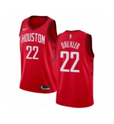 Men's Nike Houston Rockets #22 Clyde Drexler Red Swingman Jersey - Earned Edition