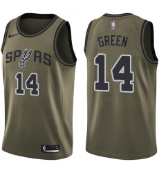 Men's Nike San Antonio Spurs #14 Danny Green Swingman Green Salute to Service NBA Jersey