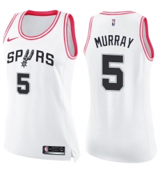 Women's Nike San Antonio Spurs #5 Dejounte Murray Swingman White/Pink Fashion NBA Jersey