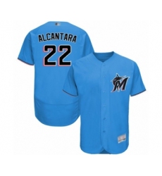 Men's Miami Marlins #22 Sandy Alcantara Blue Alternate Flex Base Authentic Collection Baseball Jersey