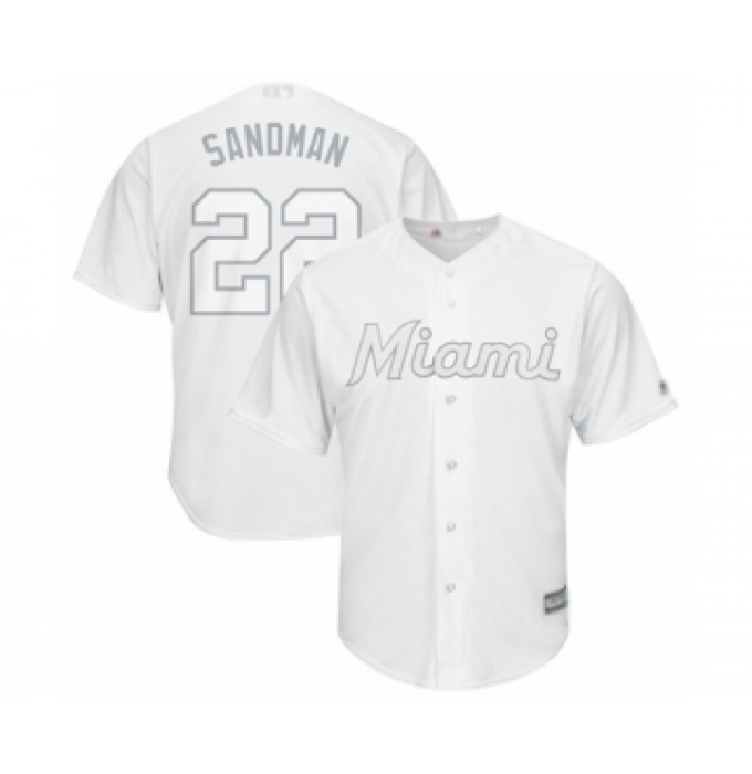 Men's Miami Marlins #22 Sandy Alcantara  Sandman Authentic White 2019 Players Weekend Baseball Jersey