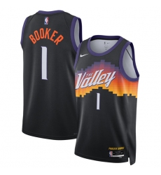 Men's Phoenix Suns #1 Devin Booker Black 2025-26 City Edition Stitched Basketball Jersey