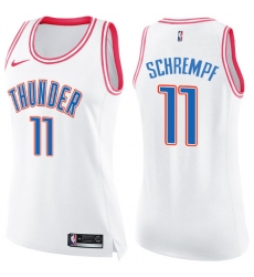 Women's Nike Oklahoma City Thunder #11 Detlef Schrempf Swingman White/Pink Fashion NBA Jersey