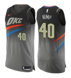 Men's Nike Oklahoma City Thunder #40 Shawn Kemp Authentic Gray NBA Jersey - City Edition