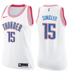 Women's Nike Oklahoma City Thunder #15 Kyle Singler Swingman White/Pink Fashion NBA Jersey