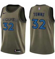 Men's Nike Minnesota Timberwolves #32 Karl-Anthony Towns Swingman Green Salute to Service NBA Jersey