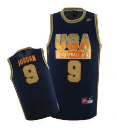 Men's Nike Team USA #9 Michael Jordan Authentic Navy Blue Gold No. Basketball Jersey