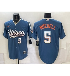 Men's Milwaukee Brewers #5 Garrett Mitchell Mineral Blue 2026 City Connect Stadium Stitched Baseball Jersey