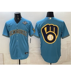Men's Milwaukee Brewers Team Big Logo Blue 2026 World Series Stitched Baseball Jersey