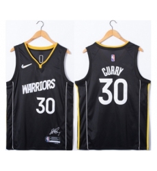 Men's Golden State Warriors #30 Stephen Curry Black 75th Anniversary Stitched Jersey