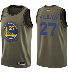 Youth Nike Golden State Warriors #27 Zaza Pachulia Swingman Green Salute to Service 2018 NBA Finals Bound NBA Jersey