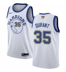Men's Nike Golden State Warriors #35 Kevin Durant Authentic White Hardwood Classics 2018 NBA Finals Bound NBA Jersey