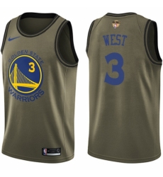 Men's Nike Golden State Warriors #3 David West Swingman Green Salute to Service 2018 NBA Finals Bound NBA Jersey