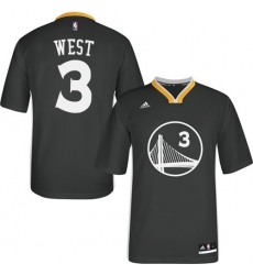 Youth Adidas Golden State Warriors #3 David West Authentic Black Alternate NBA Jersey