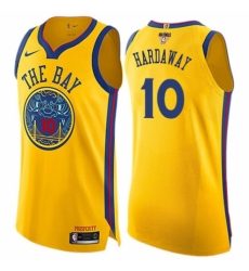 Women's Nike Golden State Warriors #10 Tim Hardaway Swingman Gold 2018 NBA Finals Bound NBA Jersey - City Edition