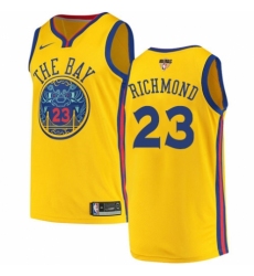 Men's Nike Golden State Warriors #23 Mitch Richmond Authentic Gold 2018 NBA Finals Bound NBA Jersey - City Edition