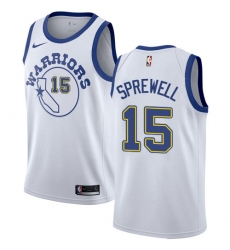 Men's Nike Golden State Warriors #15 Latrell Sprewell Authentic White Hardwood Classics NBA Jersey