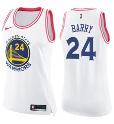 Women's Nike Golden State Warriors #24 Rick Barry Swingman White/Pink Fashion NBA Jersey