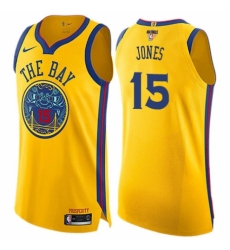 Women's Nike Golden State Warriors #15 Damian Jones Swingman Gold 2018 NBA Finals Bound NBA Jersey - City Edition
