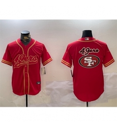 Men's San Francisco 49ers Team Big Logo Red Cool Base Stitched Baseball Jersey 1