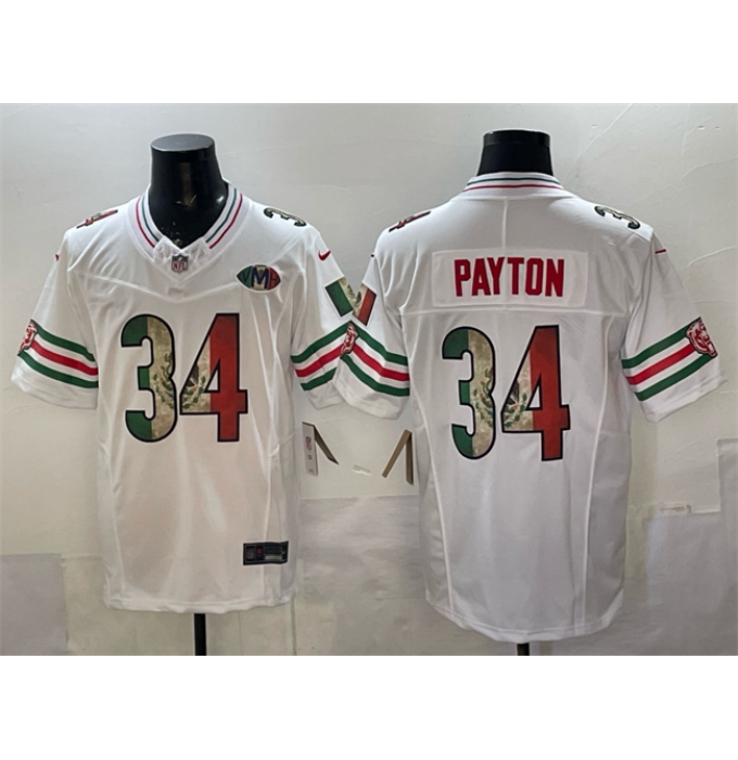 Men's Chicago Bears #34 Walter Payton White Mexico F.U.S.E. With VMH Stitched Football Jersey