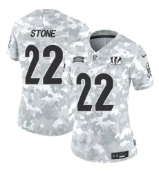 Women's Cincinnati Bengals #22 Geno Stone 2024 F.U.S.E Arctic Camo Salute To Service Limited Stitched Football Jersey(Run Small)