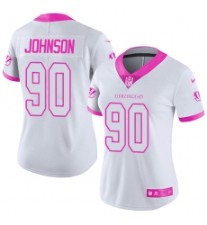 Women's Nike Cincinnati Bengals #90 Michael Johnson Limited White/Pink Rush Fashion NFL Jersey