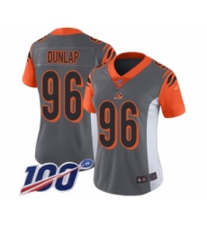 Women's Cincinnati Bengals #96 Carlos Dunlap Limited Silver Inverted Legend 100th Season Football Jersey
